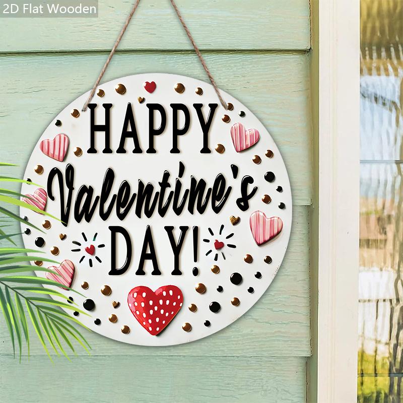 Happy Valentine's Day Wooden Sign - Unique Decorative Hanging Plaque with Romantic Love Pattern - Ideal Gift for Couple