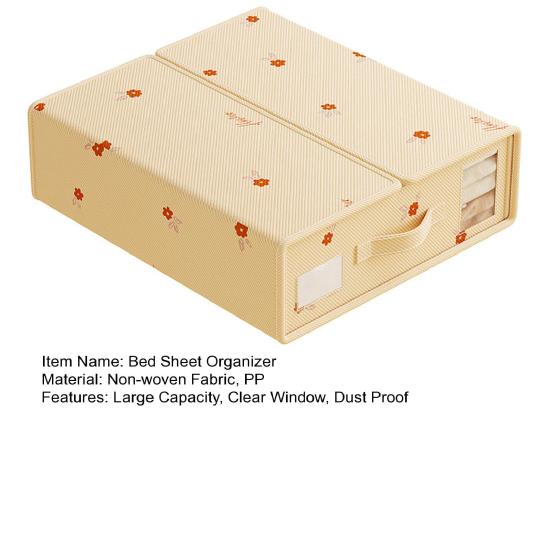 Bed Sheet Organizer Storage Box Large Capacity Dust Proof Foldable Duvet Cover Clothes Blankets Bedding Sheet Container with Handle Clear Window