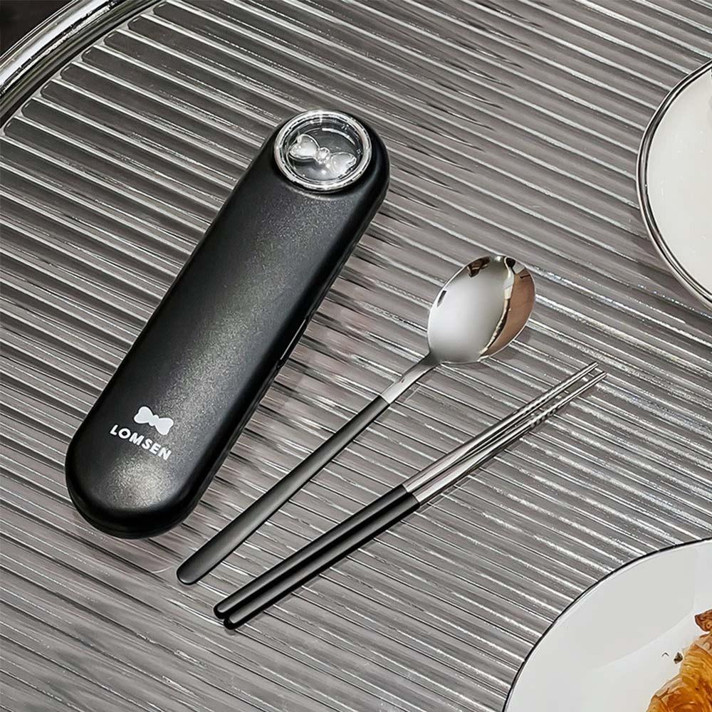 2/3Pcs Gift 304 Stainless Steel Portable Tableware Set Camping Outdoor Cutlery Set Bowknot Cartoon Chopsticks Fork Spoon Set