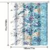 Vibrant Floral Art Shower Curtain - Aqua Blue Background, Spring Flowers Design, Machine Washable, Includes Hooks