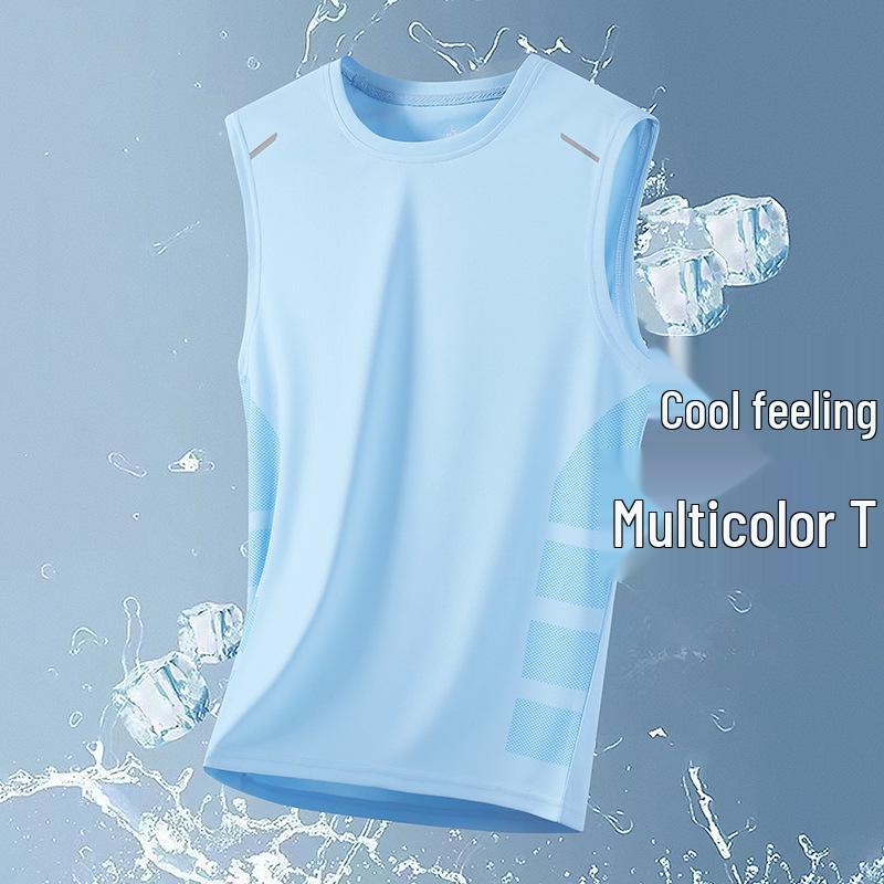 Men's Summer Quick-Dry Ice Silk Sports Set: Sleeveless Vest & Shorts for Running and Fitness