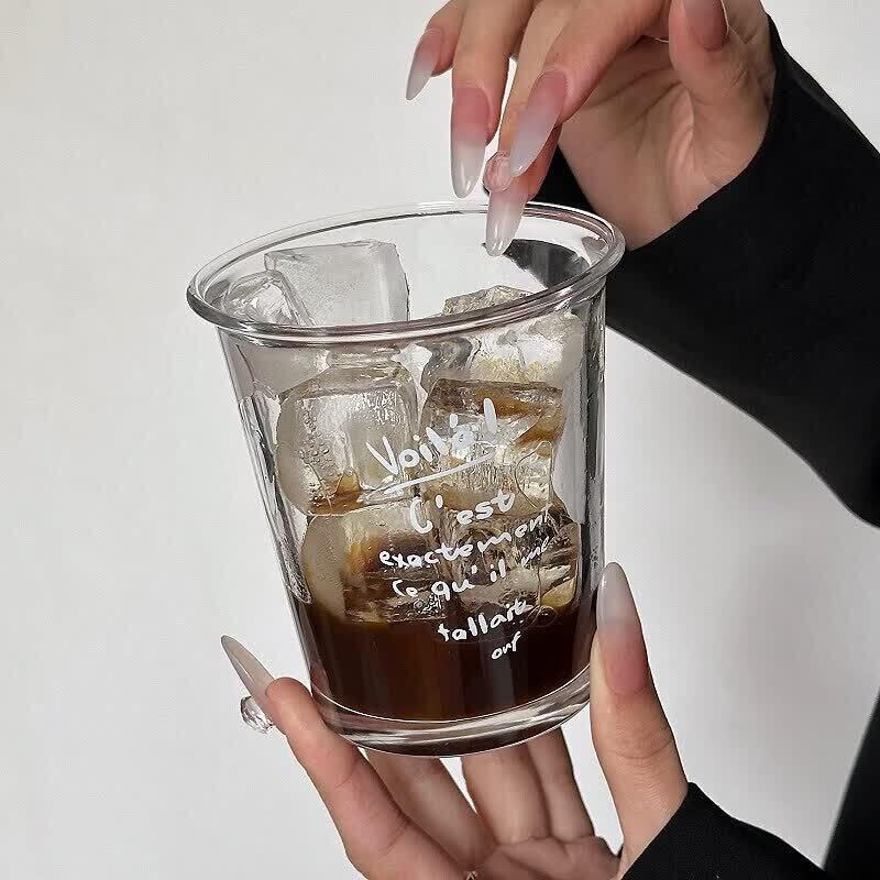 Qiwei English Letter Glass Coffee & Beverage Cup