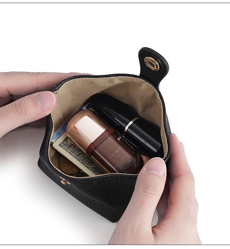 Urocza japońska i koreańska mini portmonetka ze skóry bydlęcej na monety, słuchawki, szminkę i klucze