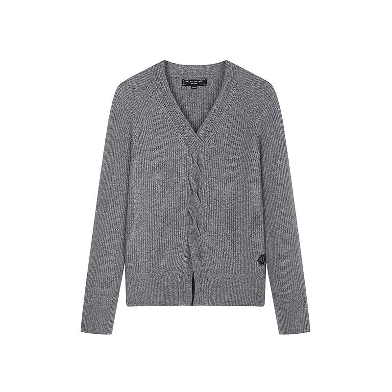 Teenie Weenie Women's Retro Cable Knit V-Neck Sweater