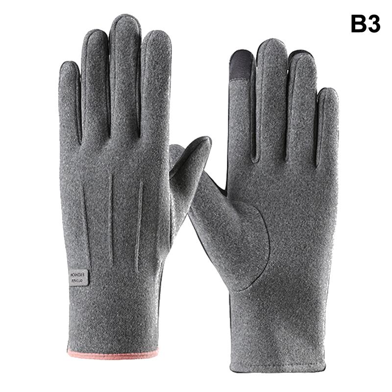 1 Pair Women's Warm Winter Gloves Touchscreen Gloves With Fur Cuff Plush Lining Cycling Sports Driving Windproof Warm Gloves