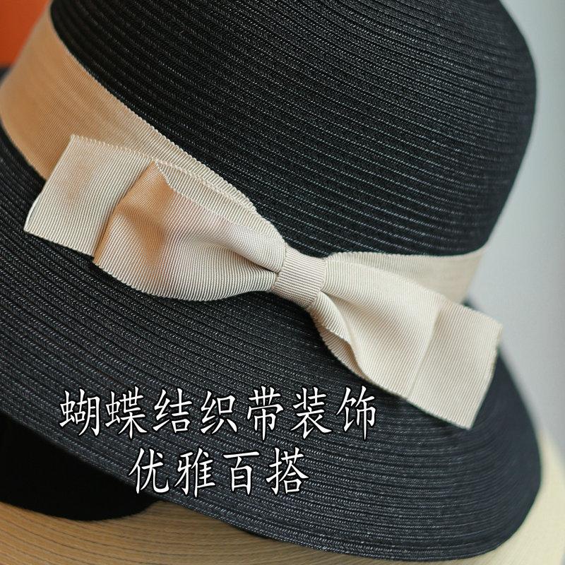 Gentle temperament bow summer wide brim basin hat elegant beach vacation travel sun protection bucket hat women
