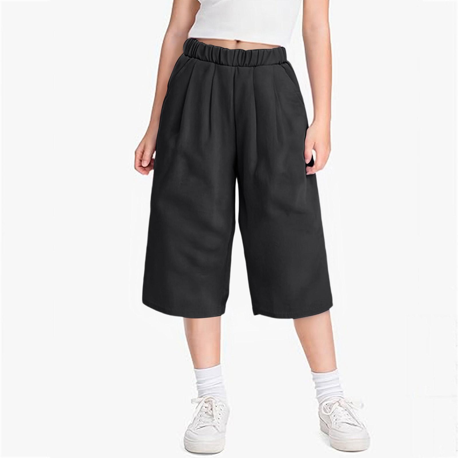 Children s Fashionable High-waisted Long Pants, Casual Pants 100 чёрный