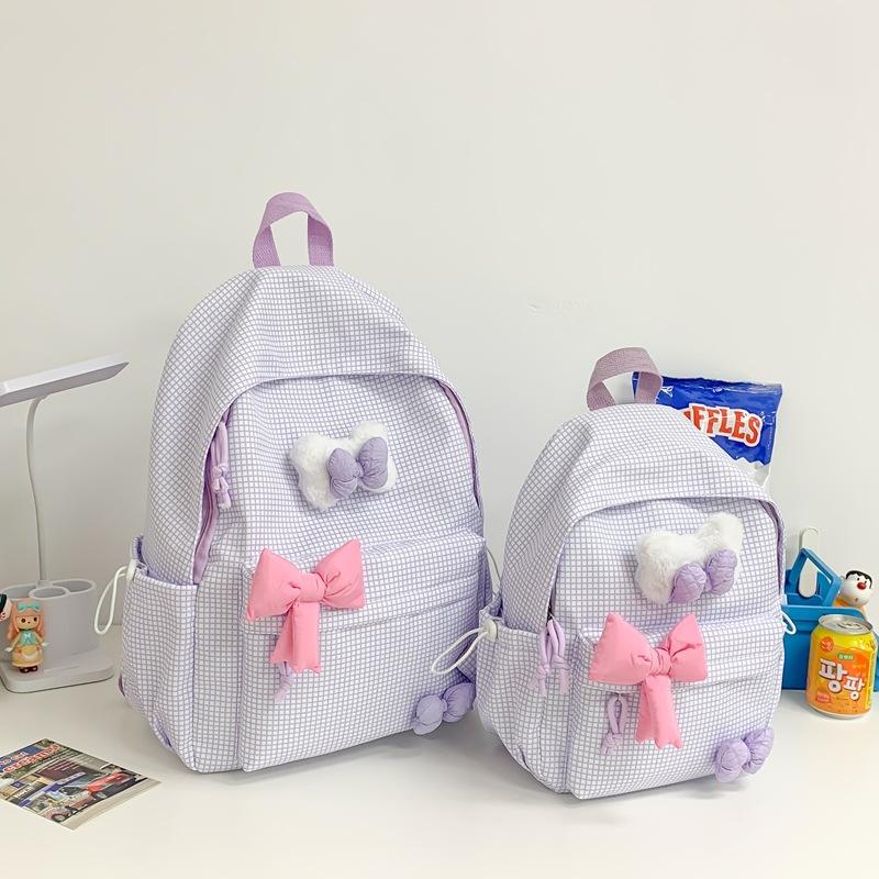 School Bag Autumn New Small Fresh Plaid Primary School Bag Junior High School Cute Girl Contrasting Colors To Reduce the Burden Travel Backpack