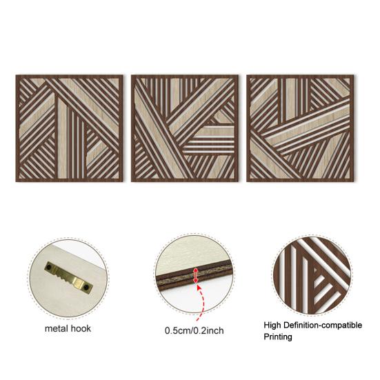 3 Pcs Minimalist Abstract Wall Art Modern Boho Half-circle Line Hollow Out Wall Decor Rustic Geometric Hanging Sign for Living Room Bedroom Office