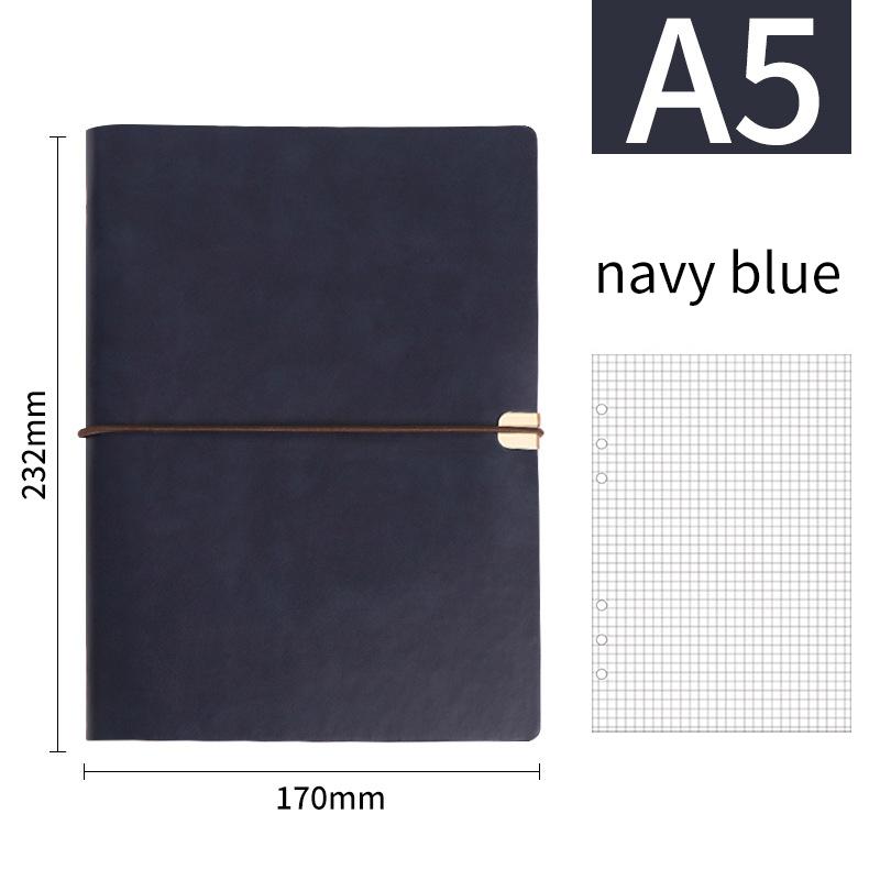 A5 B5 Business Leather Journal Notebooks 6 Ring Binder Planner with 100 Sheets  Blank Printed Loose-leaf Diary Notebook