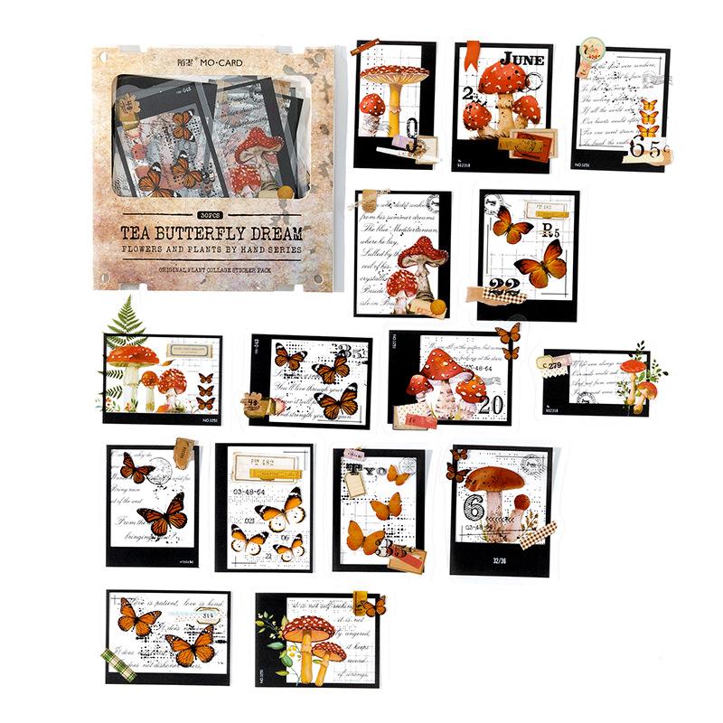 

30 pcs Vintage Plant Flowers PET Stickers pack Decorative collage Adhesive Diy Hand Account Diary Album Scrapbooking accessories