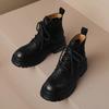 Modne brytyjskie buty na platformie dla kobiet jesień zima nowe designerskie casualowe botki damskie modne jednokolorowe skórzane buty damskie