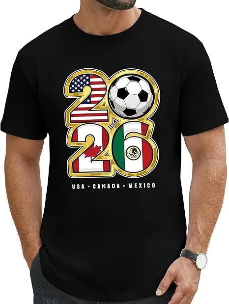 Aiyino 2026 Soccer Fan T Shirt Men USA Canada Mexico Graphic Tee Game Day L