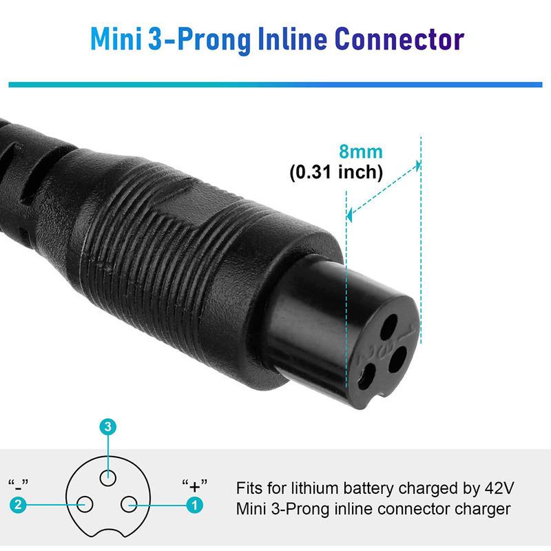 29.4V 2A Battery Charger,Lithium Power Adapter PowerFast 3-Prong Inline Connector for 24V Pocket Mod, Sports Mod Lithium Battery