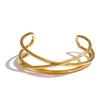 Yhpup 58mm Ouvert Acier Inoxydable Métal Ligne Creuse Mode Bracelet Manchette pour Femmes Lisse Personnalisé Bijoux de Poignet Vente en Gros