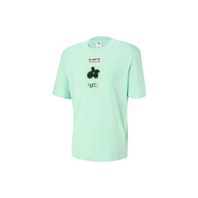 Puma Dream Pack Series Floral Print Round Neck Pullover Casual Short Sleeve T-Shirt Unisex Tops Mint-Green 539982-31