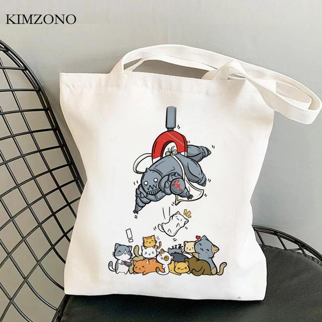 Fullmetal Alchemist Einkaufstasche Bolso Jutetasche Shopper Shopper Canvas Tasche Sac Cabas Stoff faltbare Taschen wiederverwendbare Cabas