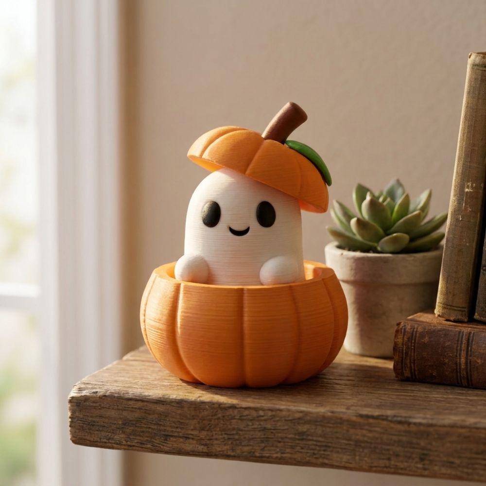 Cartoon Cute Pumpkin Ghost Figurine Funny Pumpkin Ghost Sculpture Window Display