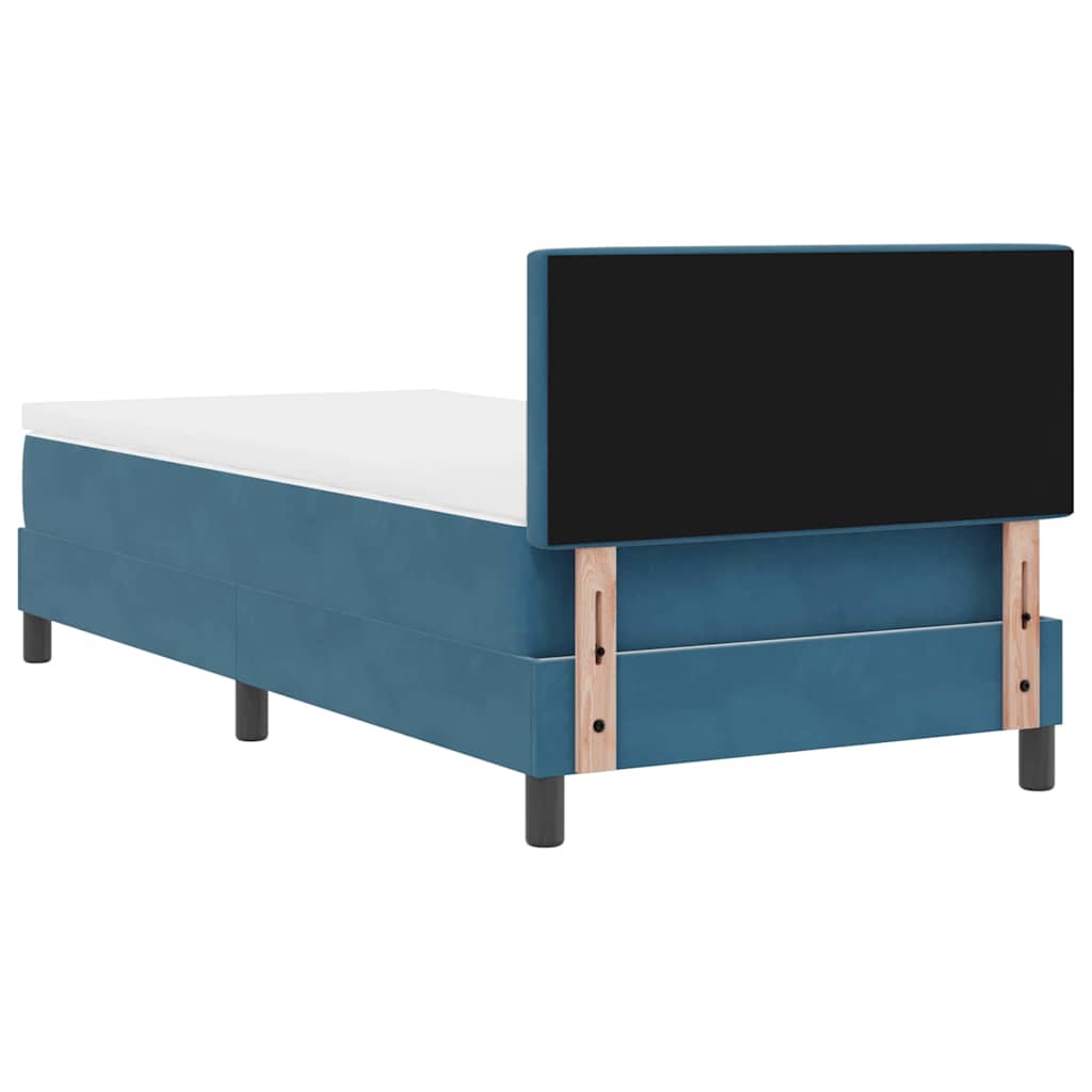 LED Box Spring Bed with Mattress Dark Blue 90 x 190 cm Velvet