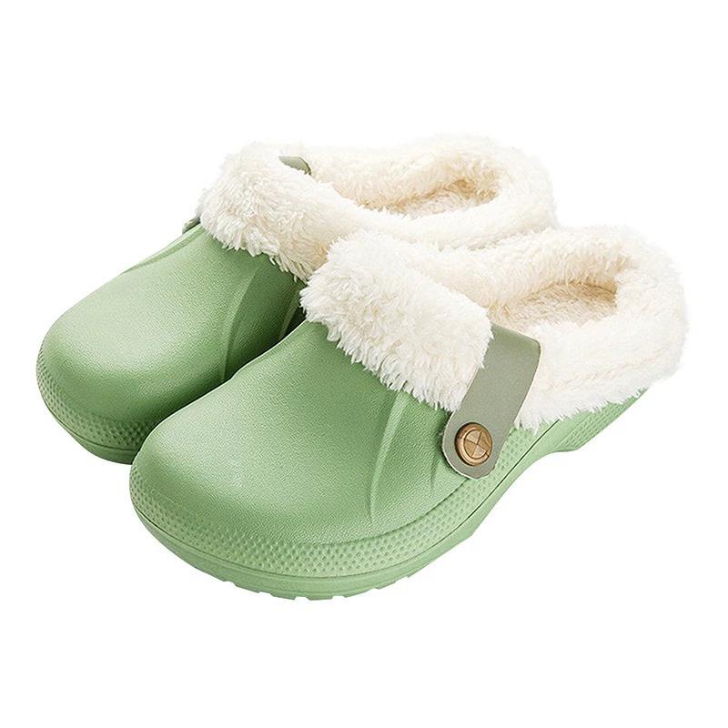 New Home Warm Slippers For Women Men Soft Plush Slippers Female Clogs Outdoor Waterproof Non-slip Cotton Slippers