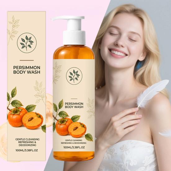 xiaobudian Persimmon Body Wash, Gentle Daily Cleanser for All Skin, 100ml Mild Deep Cleansing Deodorizing Soap Bar Women Men