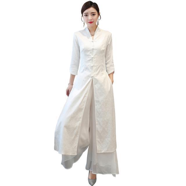 Spring/Summer 2023 Cotton Linen Zen Cheongsam Dress with Frog Buttons - Artistic Retro Chinese Style