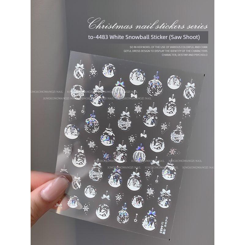 

Зимние рождественские наклейки на ногти с белым медведем, новинка, елка, снеговик, рельефные трехмерные наклейки для ногтей, украшения to-4483 White Snowball Sticker (Laser)