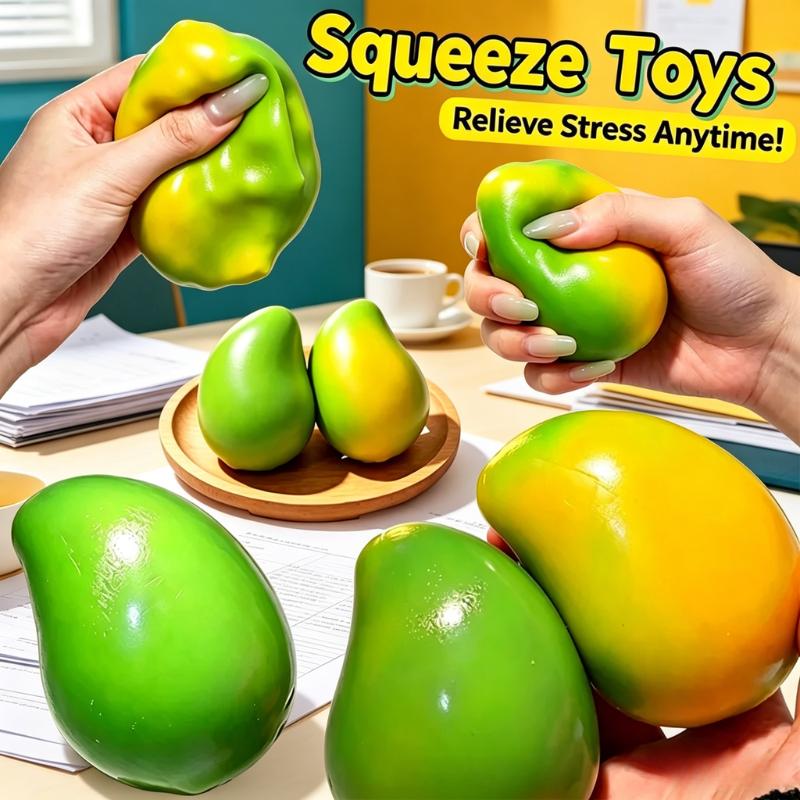 Mango Stress Ball, Soft Fidget Sensory Toy Simulated Slow Rebound Squeeze Toy Color-changing Squeeze Relief Stress Anytime##