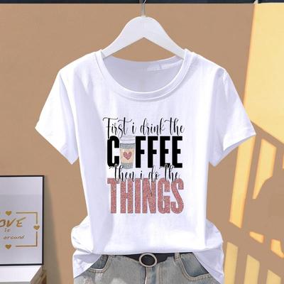 Asian Size-Print Ladies Female T Coffee Love Trend Cute 90s Clothing Casual Women's Summer Top Fashion Graphic Tee Short Sleeve T-shirt