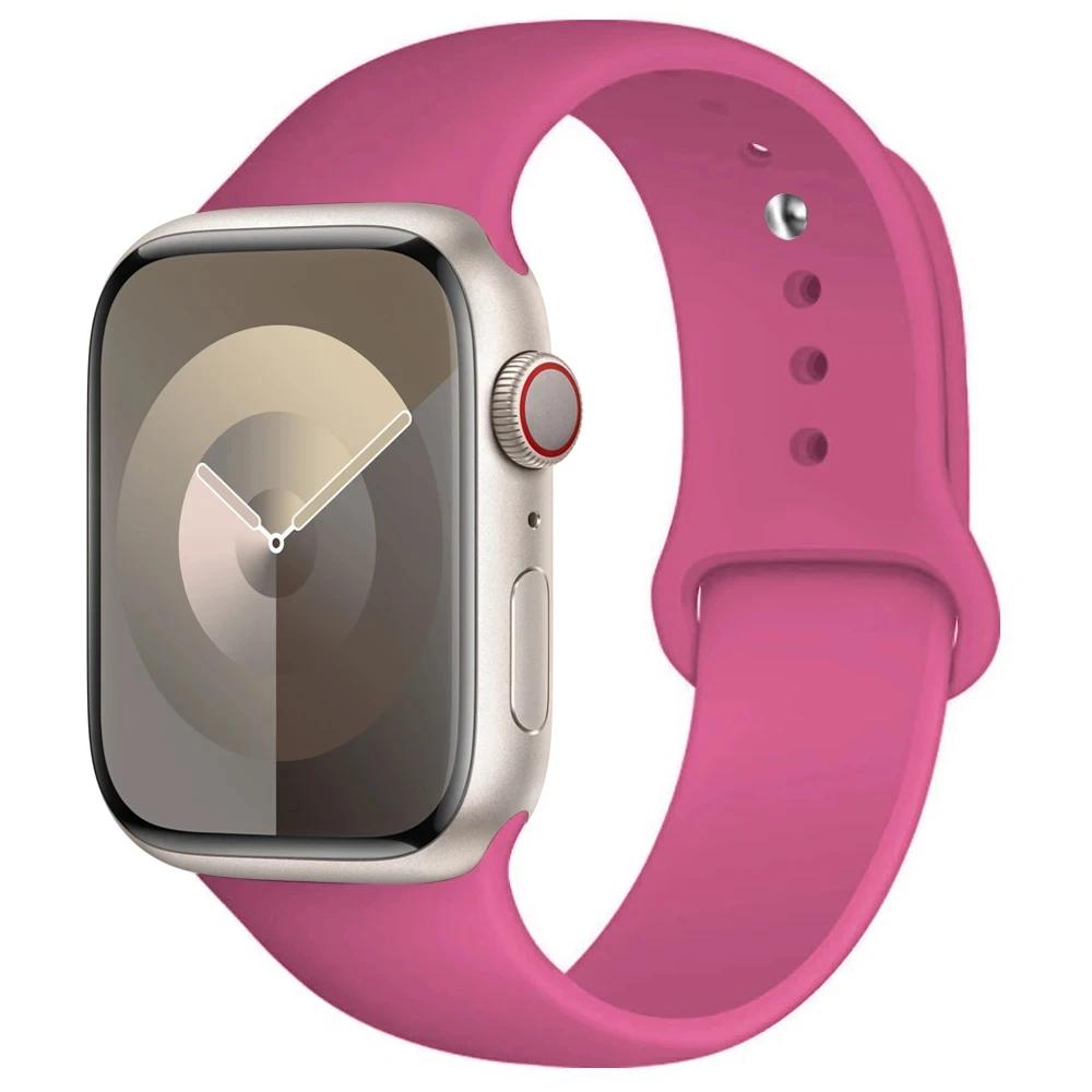 

Силиконовый ремешок для Apple Watch 44 мм 45 мм 40 мм 41 мм 42-46 мм 49 мм спортивный браслет для iWatch серии 11-10-9-8 7 6 5 4 SE-Ultra 2/3 40-41-S11-10 42mm SM
