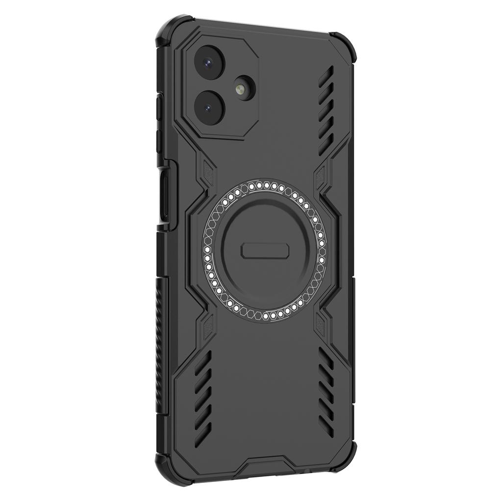 For Samsung Galaxy A07 4G Magnetic Case Butterfly Armor Hollow Heat Dissipation PC+TPU Phone Cover