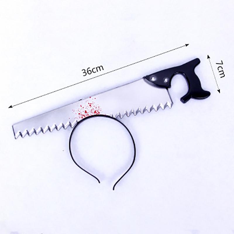 Halloween Headband Hair Accessory Prank Fake Head Axe Headband with Costume Parties 3D Sharp Kitchen Knife Head Hair Accessory