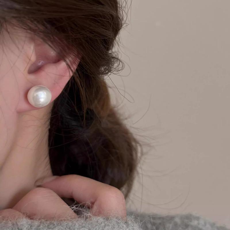 Shi Family Sakura Pink Breadnut Pearl Stud Earrings for Women, Pure Silver Pin Earrings, Ear Jewelry