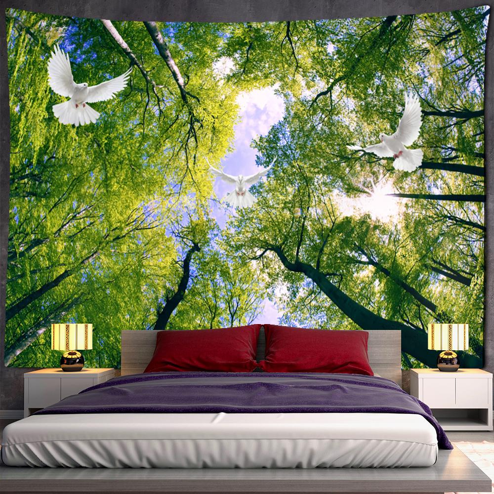Tapisserie Murale Géante YISURE 140x90 Pouces - Décoration Nature Paysage Montagne Et Forêt