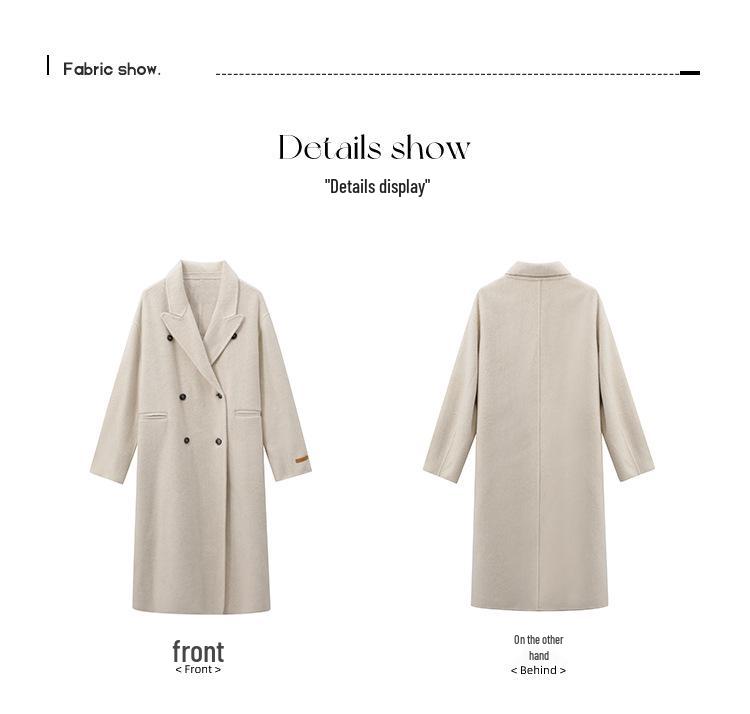 Su Jiu'er Damen Mittellanger Doppelseitiger Wollmantel - Verdickt, Weiß, Winter 2025 Edition