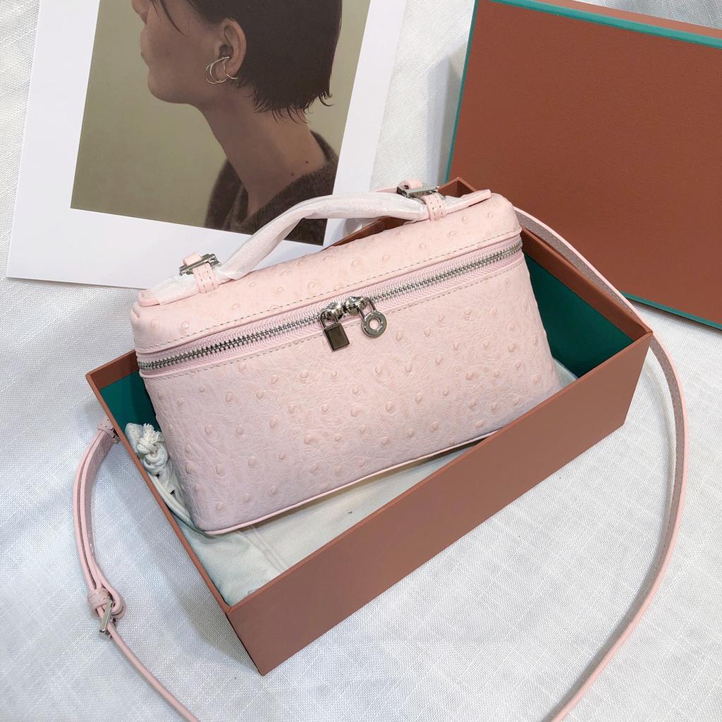 Top layer cowhide L19 ostrich pattern lunch box bag gigi same leather women's bag handbag simple shoulder crossbody bag