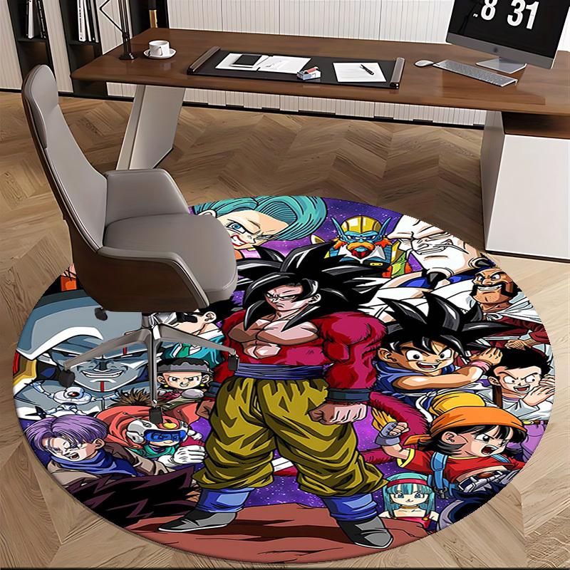 1pc Dragon Ball Z Characters Anime Cartoon Design Round Carpet Office Chair Mat NonSlip Rug Suitable for Home Decor Living Room Bedroom Game