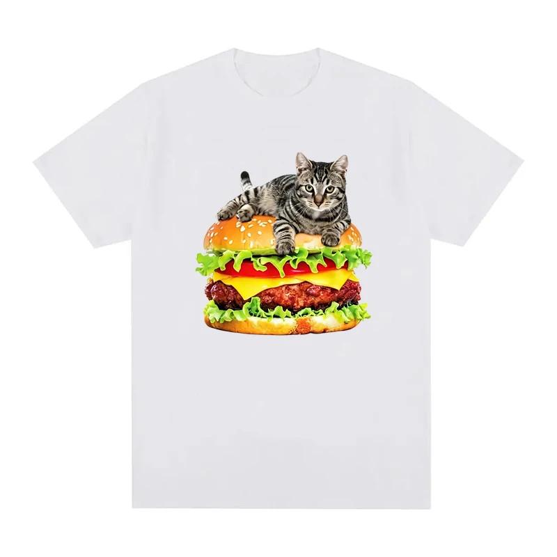 

Hamburger Cat Print TShirt for Women Unisex Summer Funny Casual Fashion Loose Streetwear Tops Crew Neck Short Sleeve Tshirts S