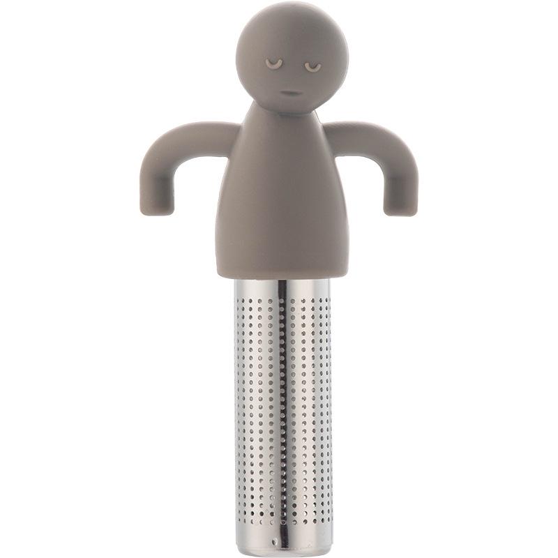 Stainless Steel & Silicone Human-Shaped Tea Infuser - Mesh Hanging Cup Style Tea Strainer & Dregs Separator