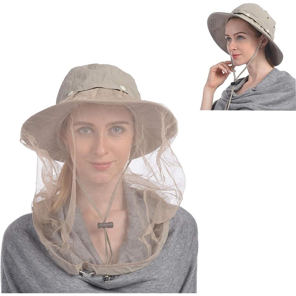 Cappello a Rete per la Testa, Cappello da Safari Cappello da Sole Cappello a Secchiello con Rete Nascosta