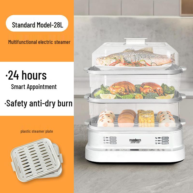 Sencor Multifunctional Three-Layer Electric Steamer with Automatic Power-Off and All-in-One Cooking Capabilities