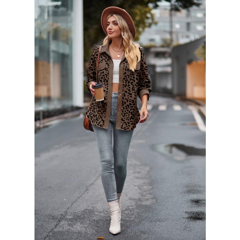 Autumn New Women's Leopard Print Long-sleeved Jacket Coat for Women