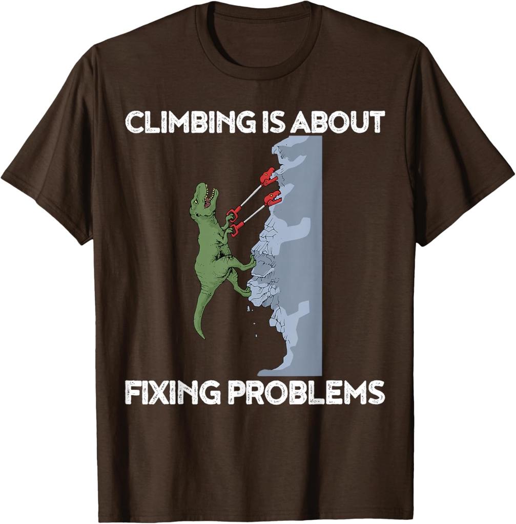 Funny Climbing TShirt TRex Rock Climber Dinosaur Tee TShirt