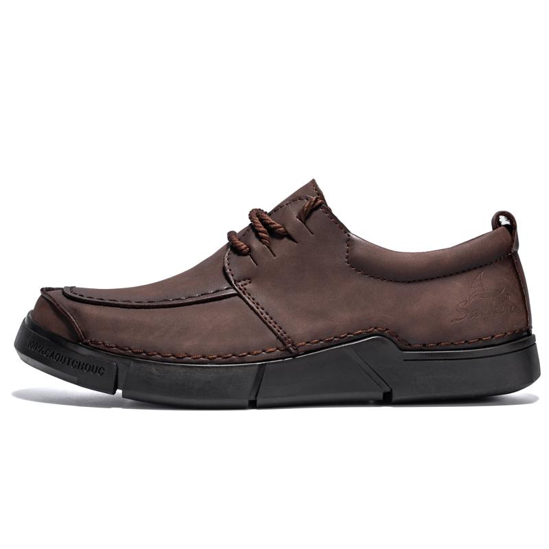 Fashion Leather Men Outdoor Sneakers New Lace-up Hiking Flats Mens Casual Walking Shoes Light Outdoor Male Running Climbing Footwear