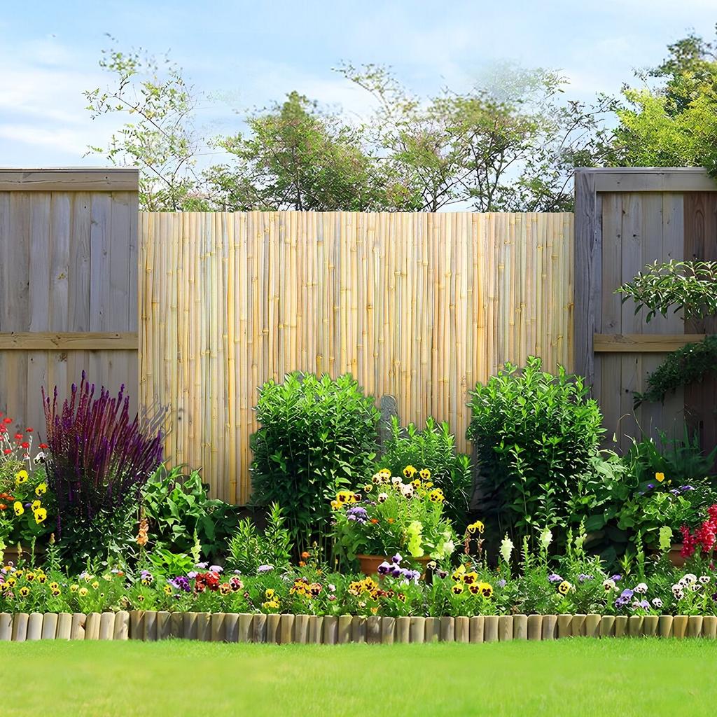 Natural Rolled Bamboo Fence Bamboo Panel 4 Ft H X 8 Ft L X 0.75 In D.