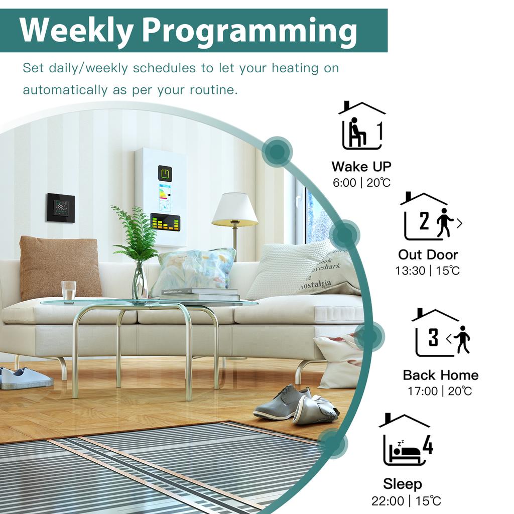 BSEED LED Touch Screen Electric Floor Heating Water Boiler Room Thermostat Module Part WIFI Alexa Temperature Controller APP