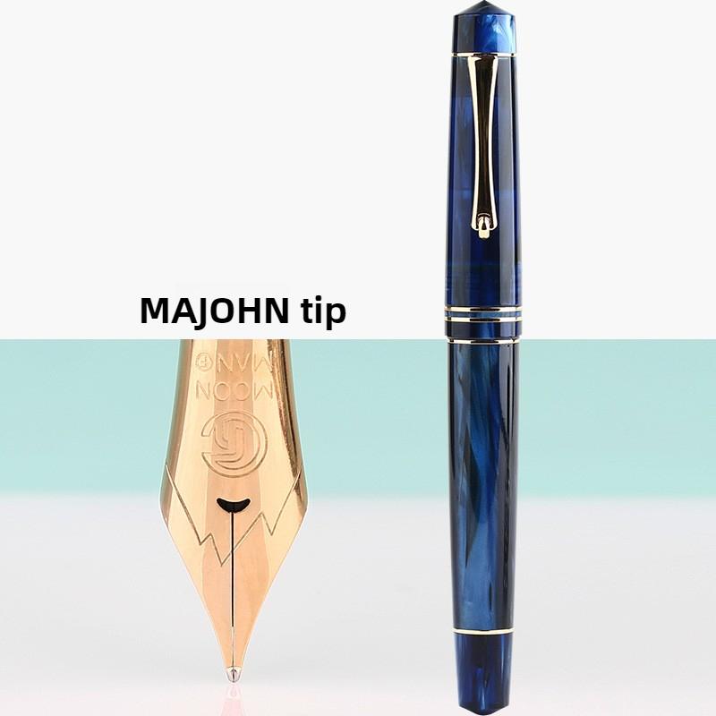 Pluma Estilográfica MAJOHN M800 Alemana BOCK Punta Bicolor Chapada en Oro para Práctica de Escritura Caligrafía Material Escolar Papelería