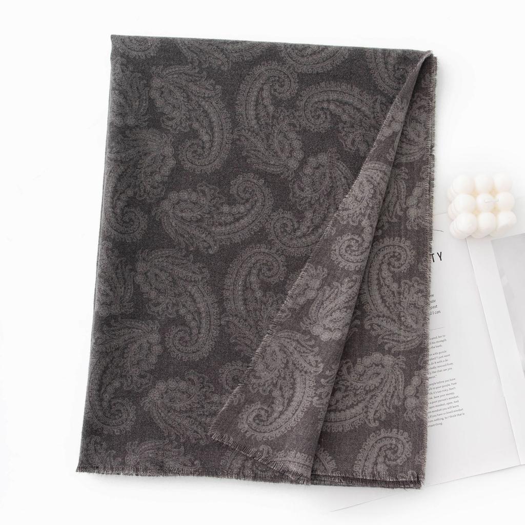 Womens Winter Printed Scarf Thick Warm Faux Cashmere Korean Style Shawl