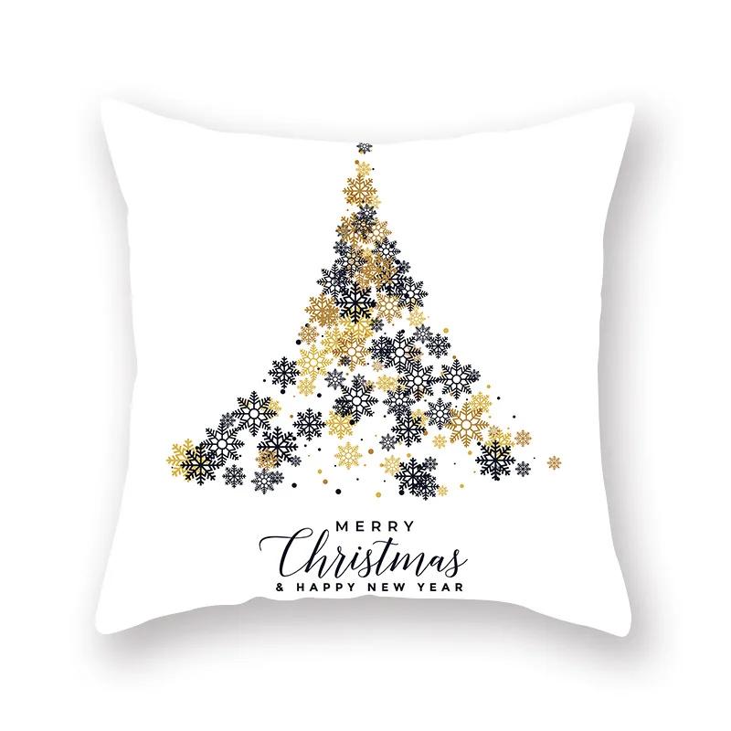 Cushion Golden Christmas Pillowcase Car Sofa Bed  Decorative Sofa Cushion Covers Navidad  Cover