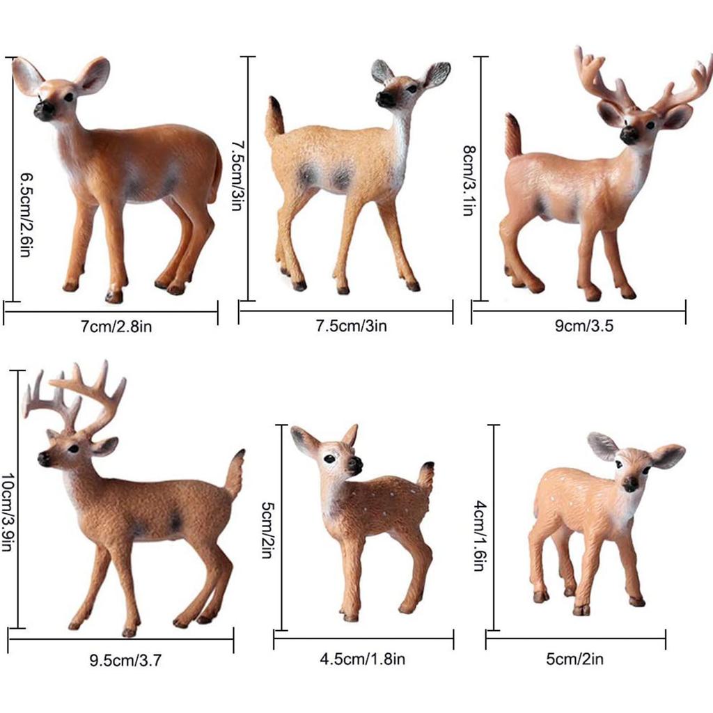 6 Stück Weihnachten Simulation Elch Modell Ornamente Waschbare Cartoon Tiere Bastelornamente Weihnachten Dekoration für Waldparty und Kuchendekoration